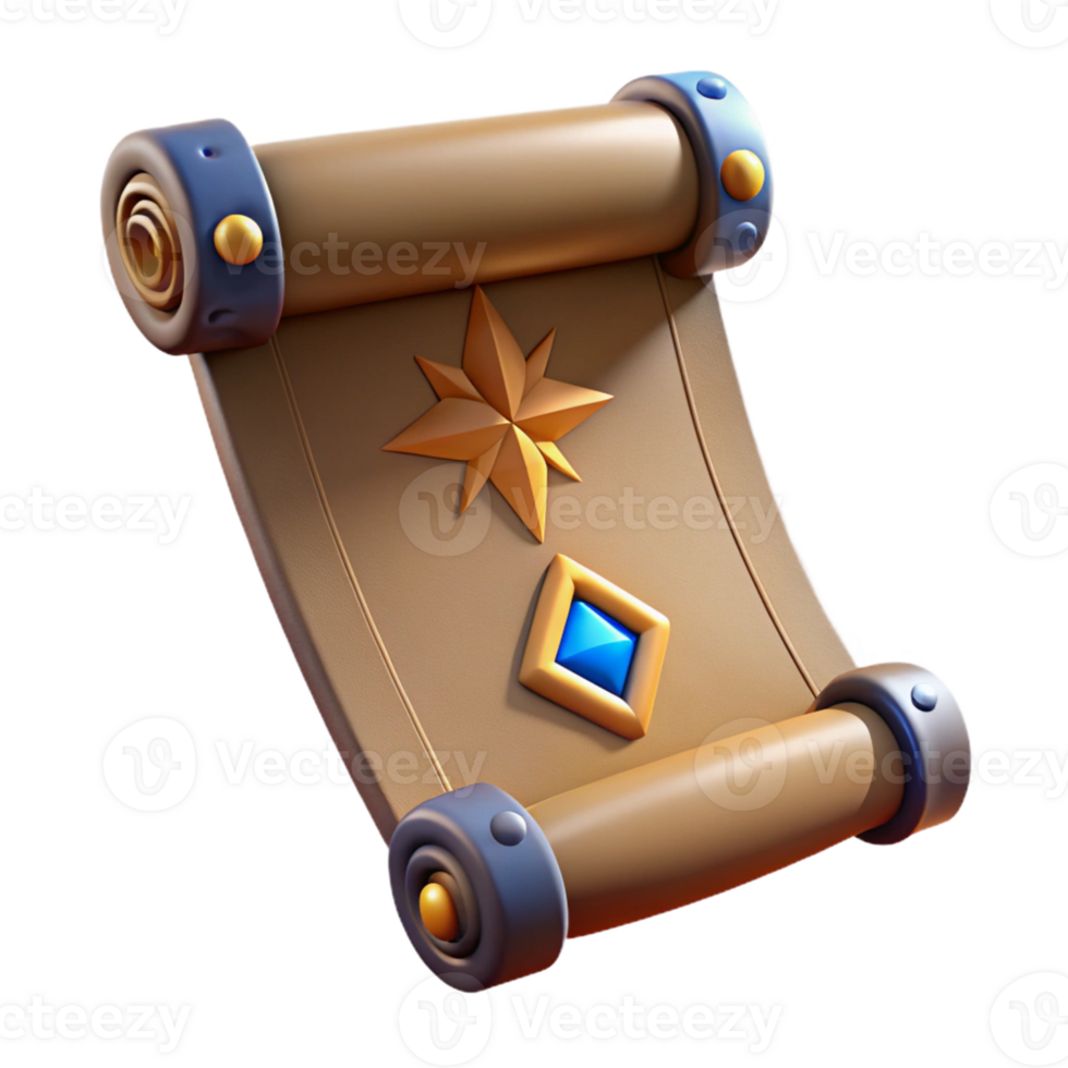 3D Render of a Magical Scroll png