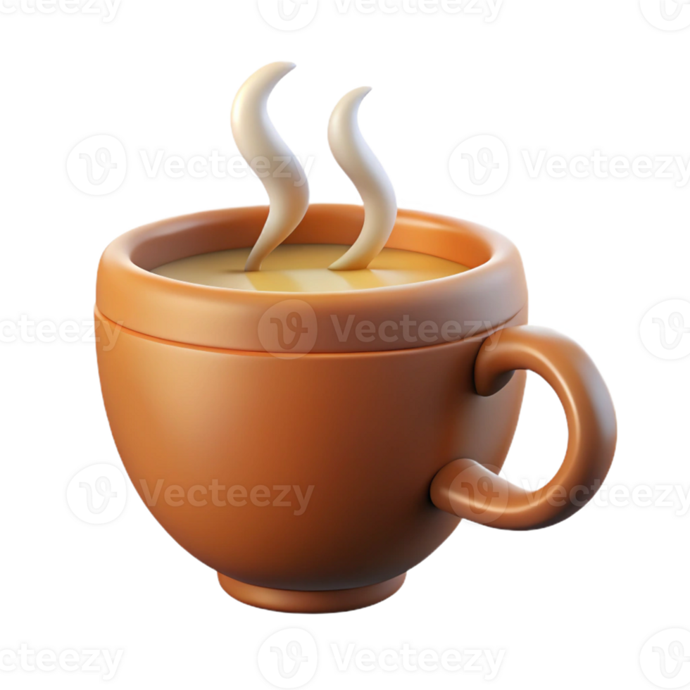 3D Render Steaming Cup of Tea Illustration png