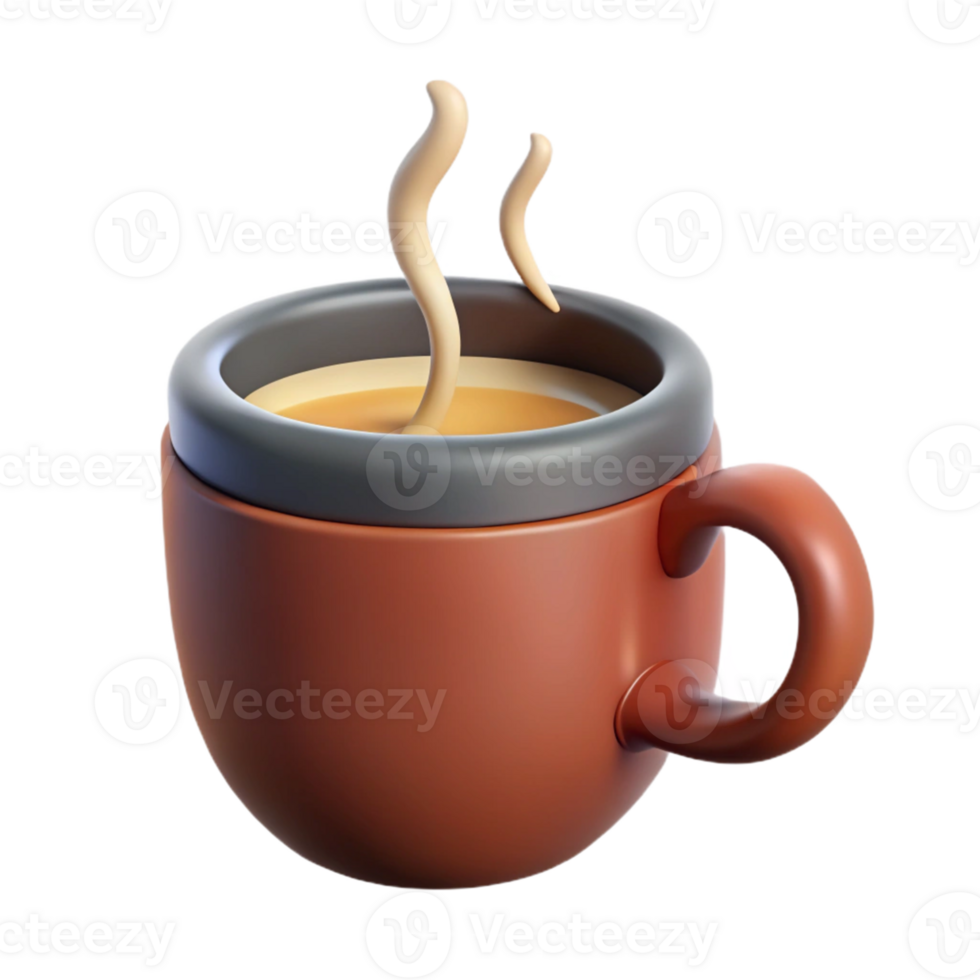 3D Render of Steaming Coffee Mug png