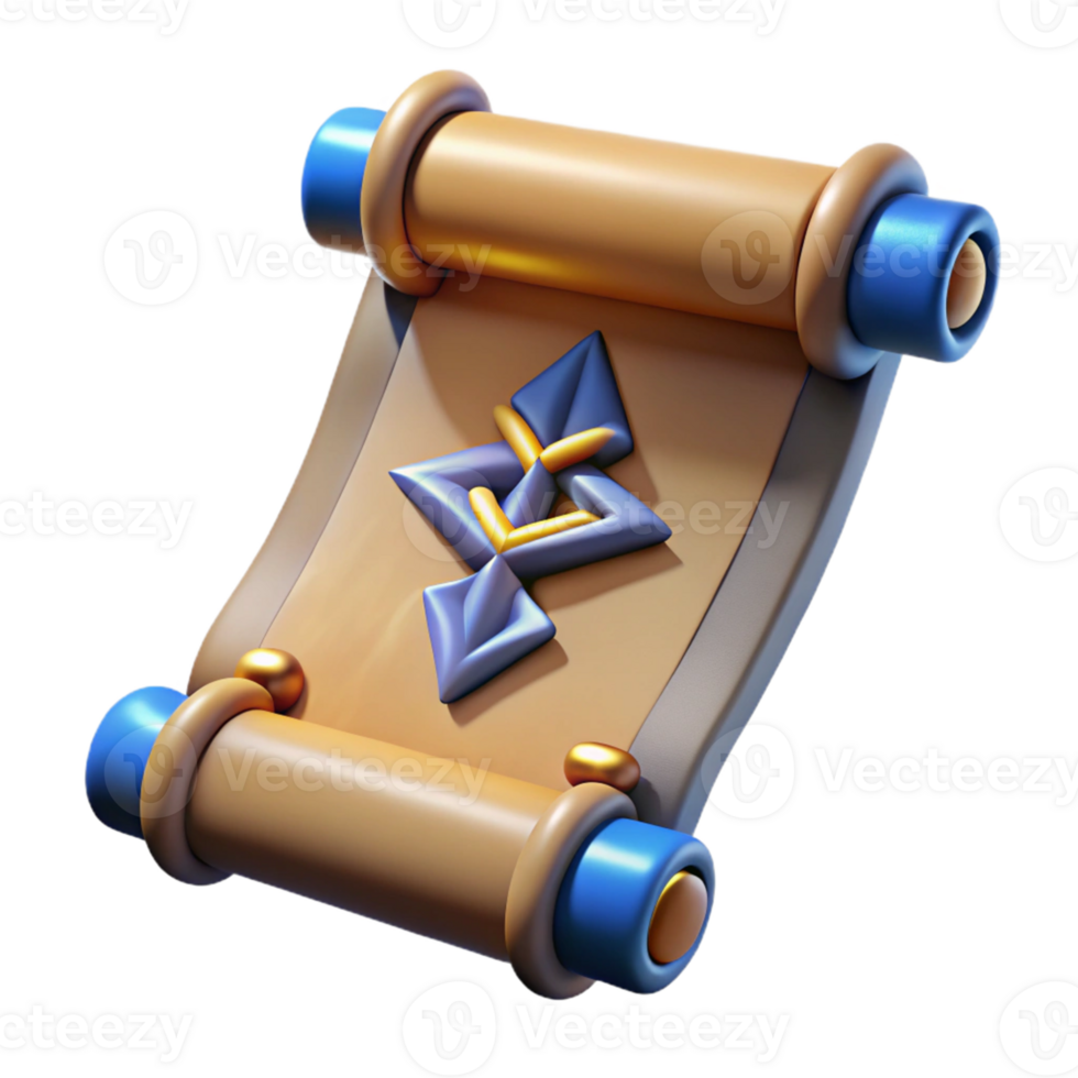3D Render of an Ancient Scroll png
