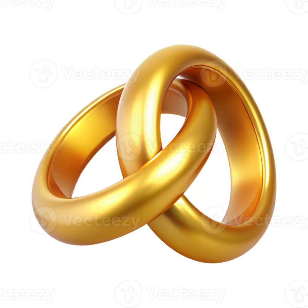Intertwined Golden Rings 3D Illustration png