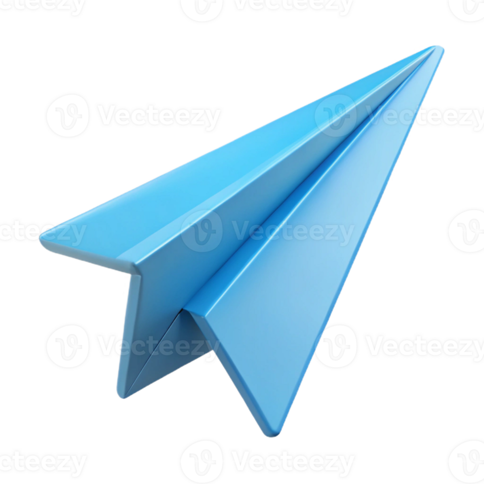 Blue Paper Airplane 3D Render png
