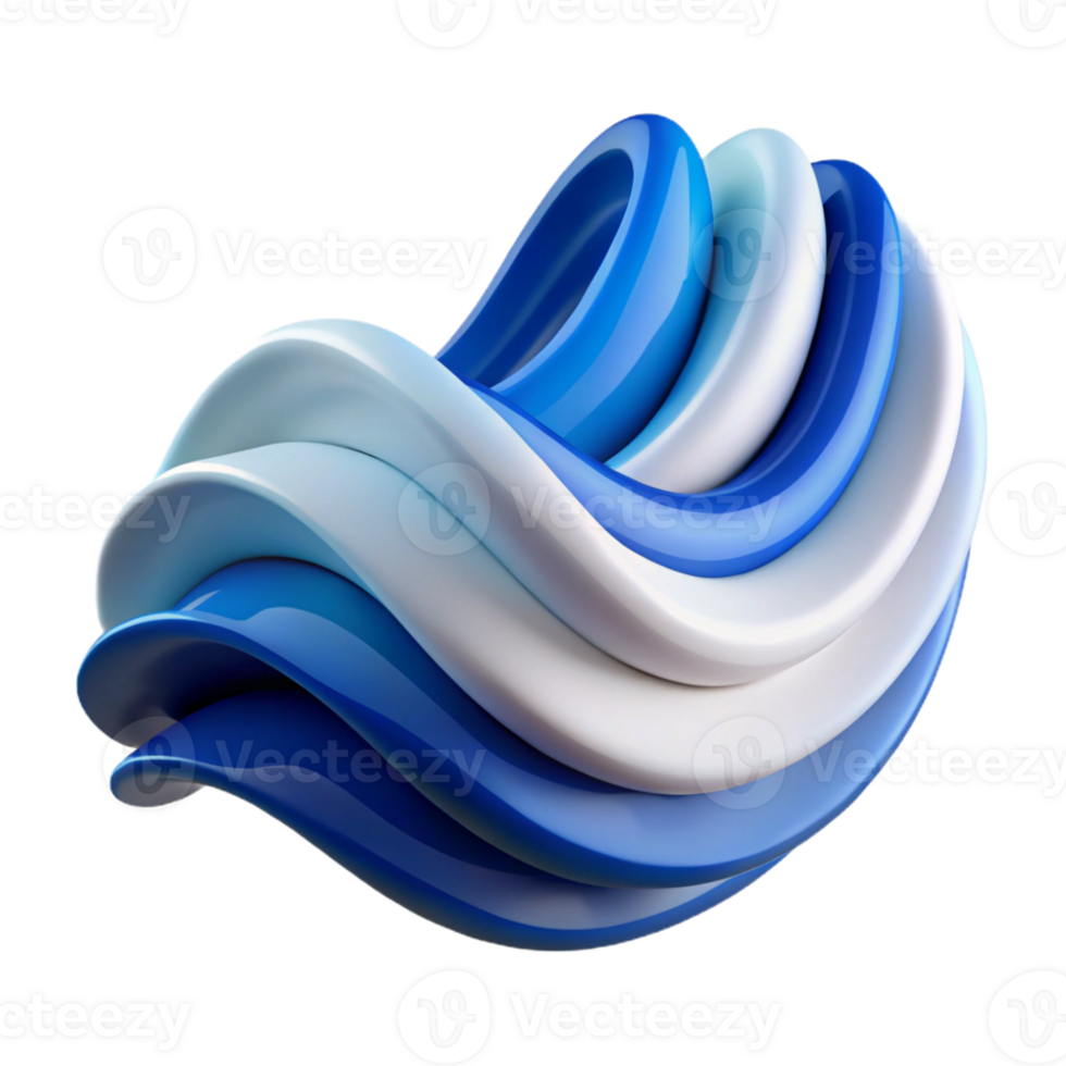 Abstract 3D Blue White Wave Background png