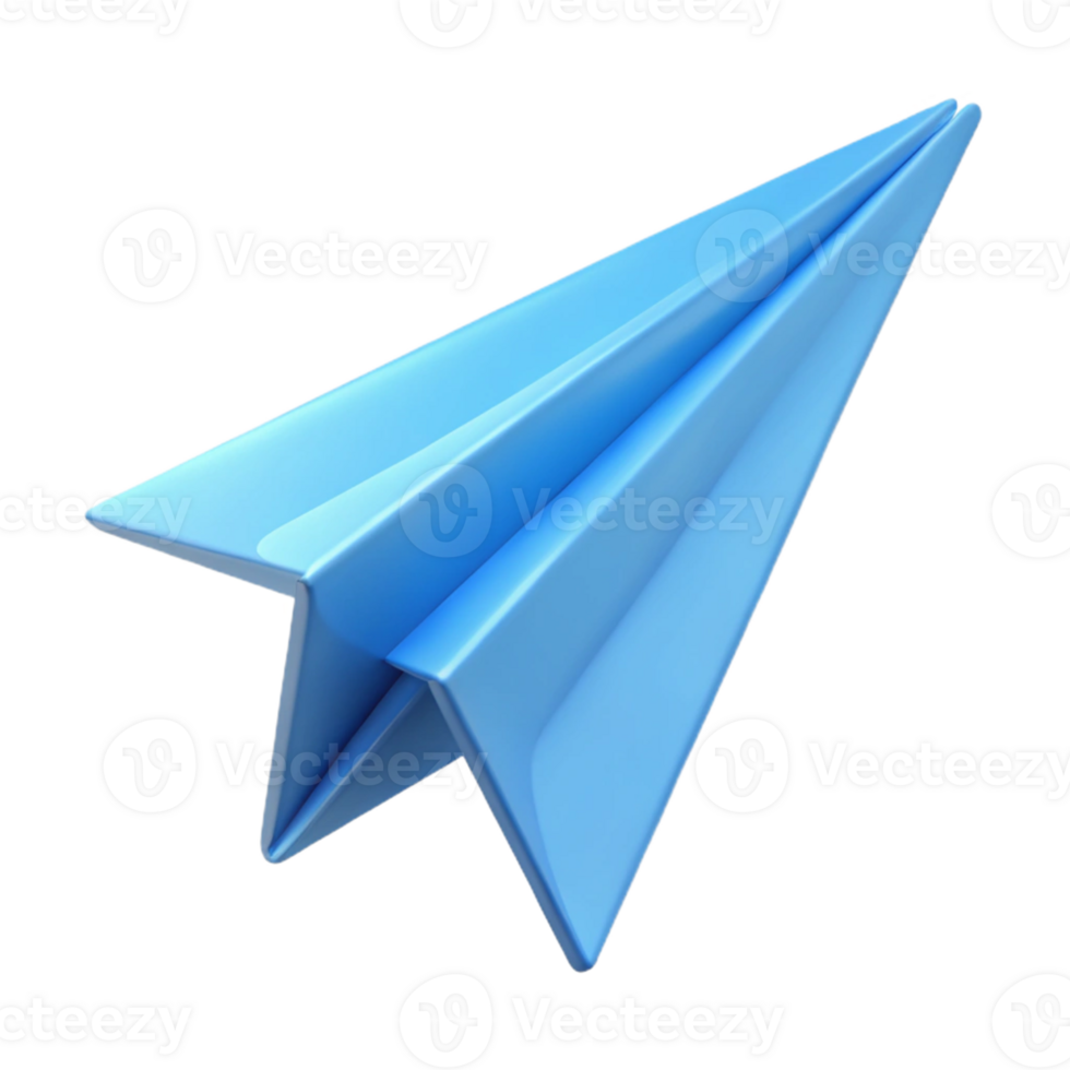 3D Render of Blue Paper Airplane png