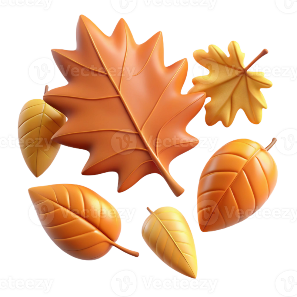 3D Render Autumn Leaves Graphic png