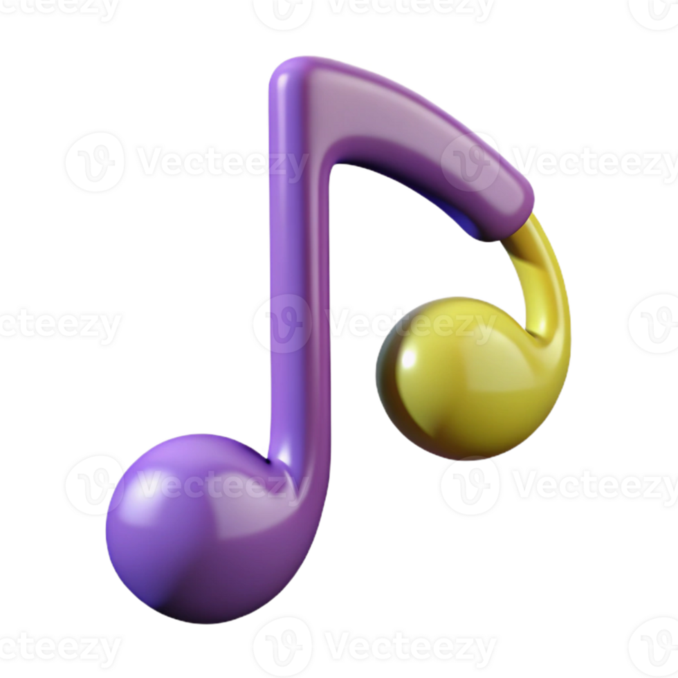 3D Render of a Musical Note png