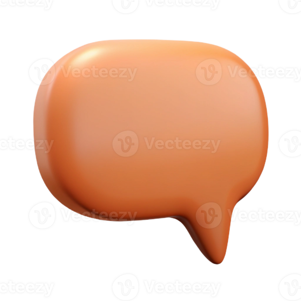 3D Render Orange Speech Bubble Graphic png