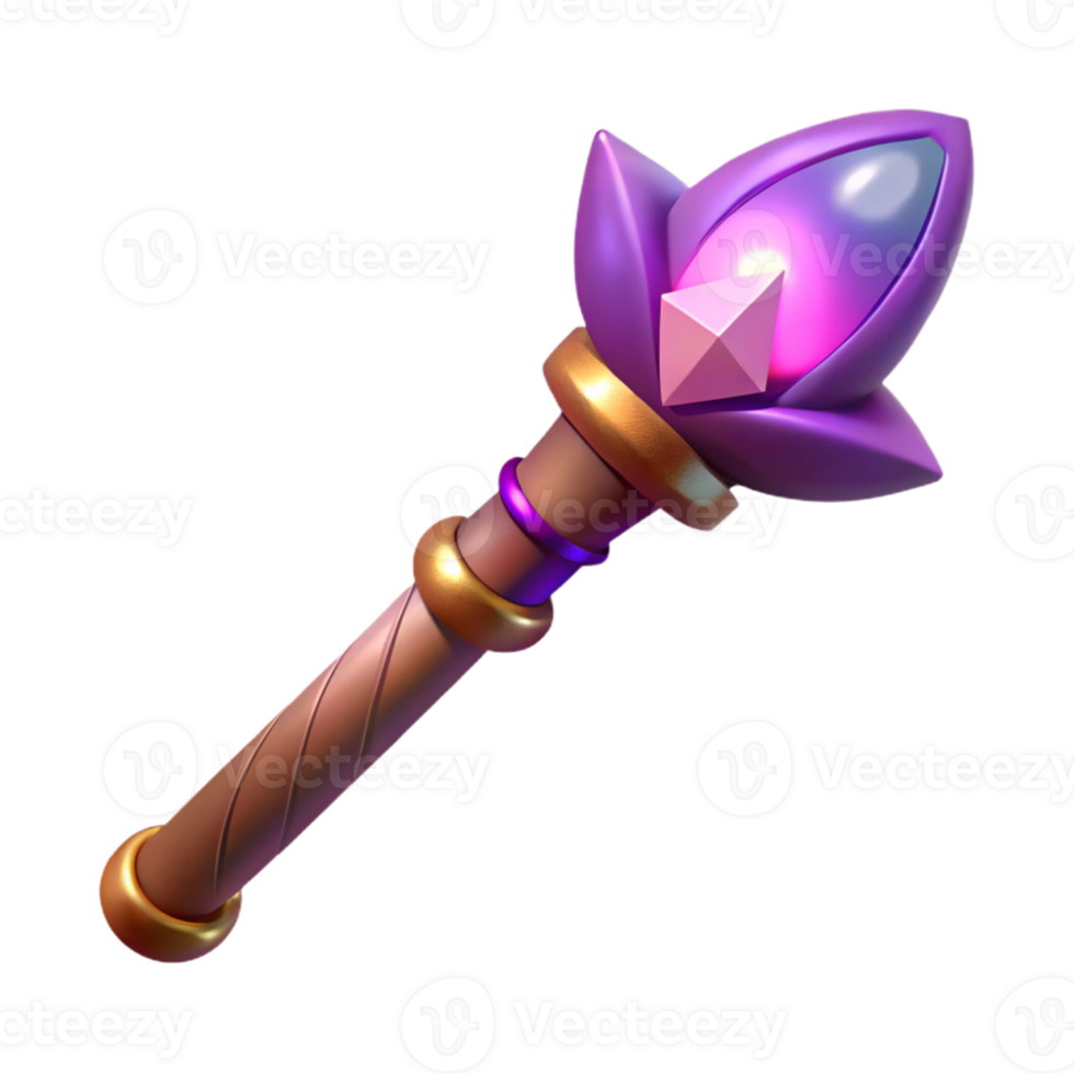 Magical 3D Render of a Fantasy Staff png