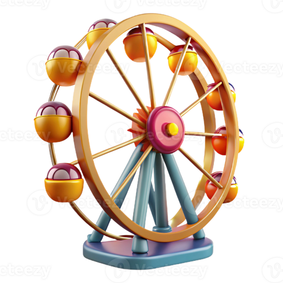 3D Render Colorful Ferris Wheel Illustration png