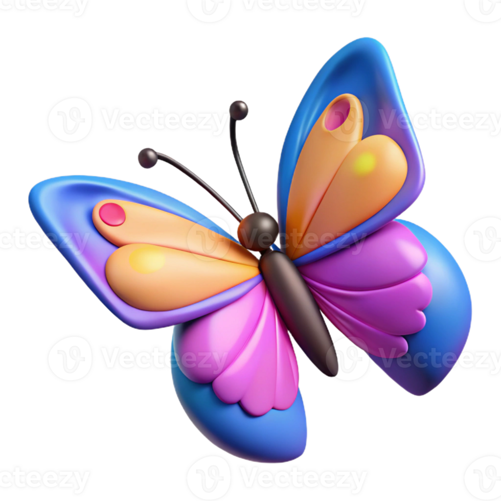 Vibrant 3D Butterfly Illustration png