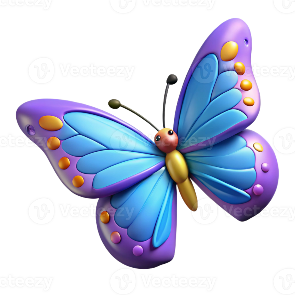 3D Cartoon Butterfly Illustration png