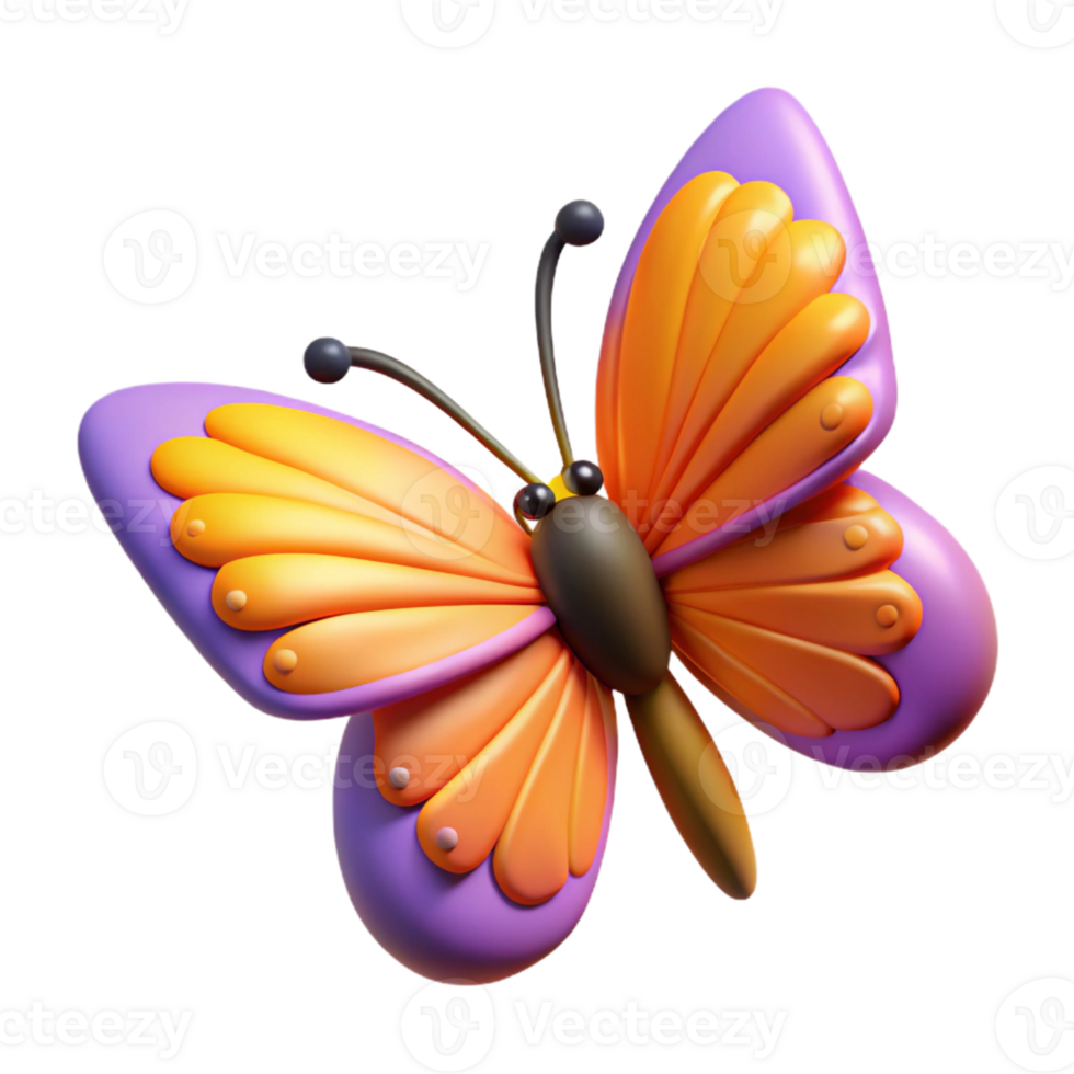 3D Cartoon Butterfly Illustration png