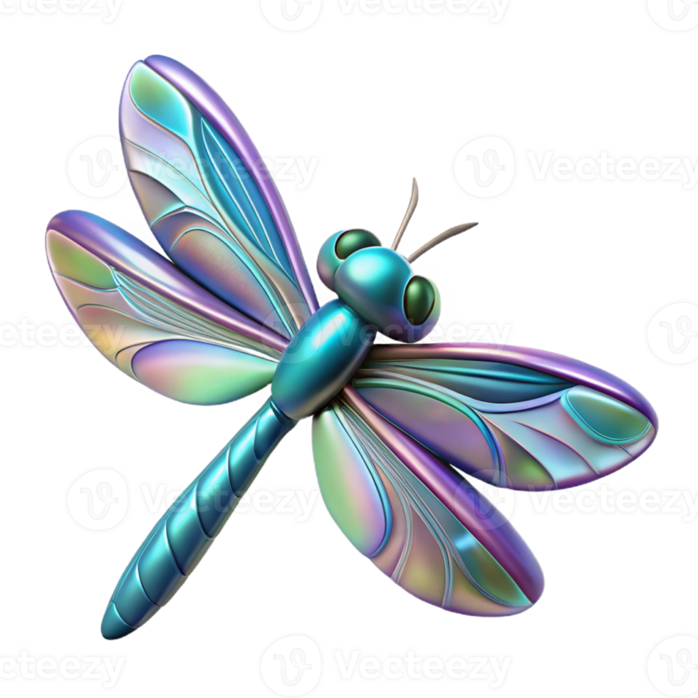 Iridescent Dragonfly 3D Illustration png