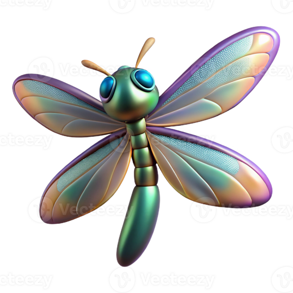 3D Dragonfly Illustration, Shiny Wings png
