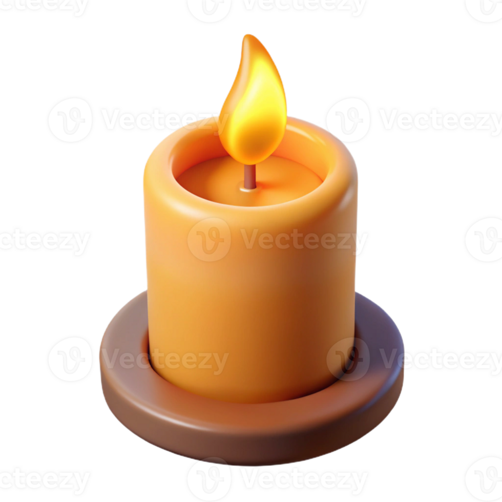 3D Render of a Lit Candle png