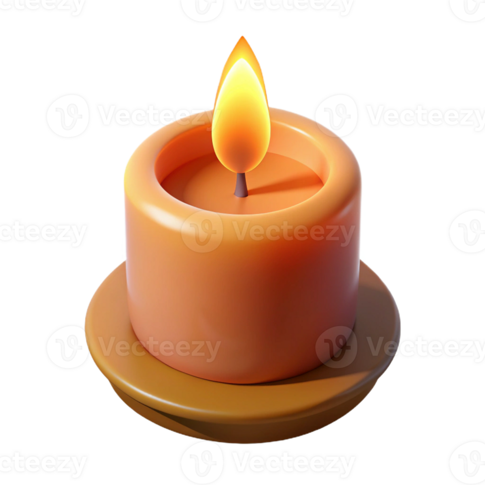 3D Render Lit Candle on Stand png