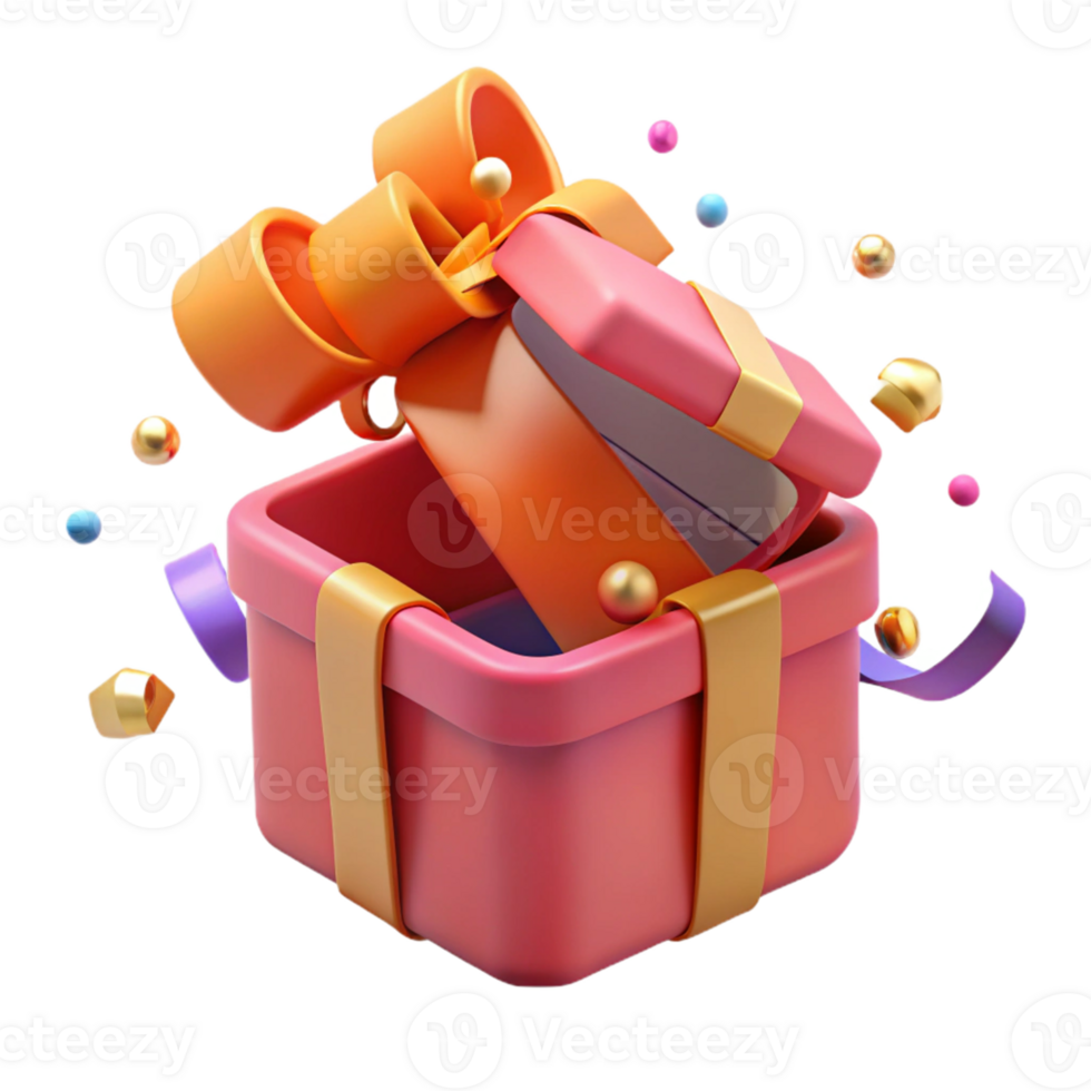 3D Render Open Gift Box Illustration png