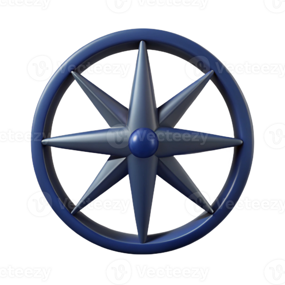 3D Render Star Compass Icon png