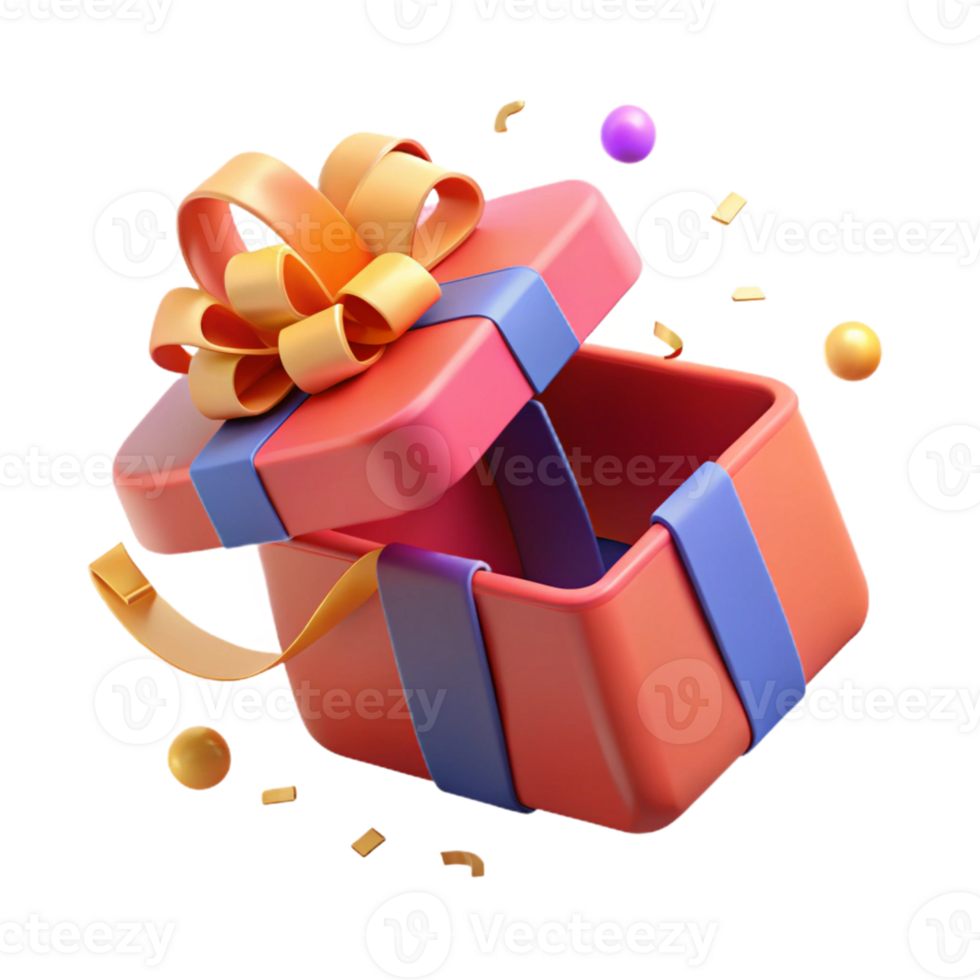 3D Render Open Gift Box Illustration png
