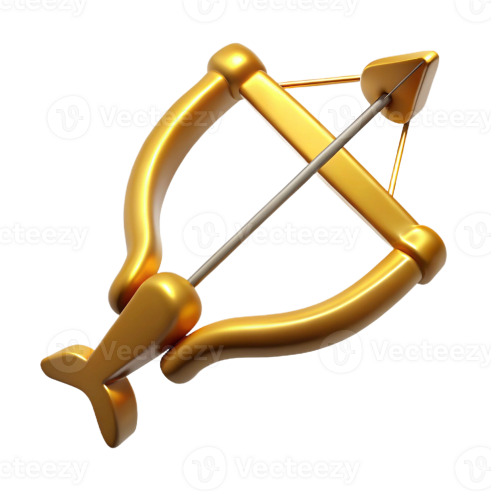 Golden 3D Crossbow Illustration png