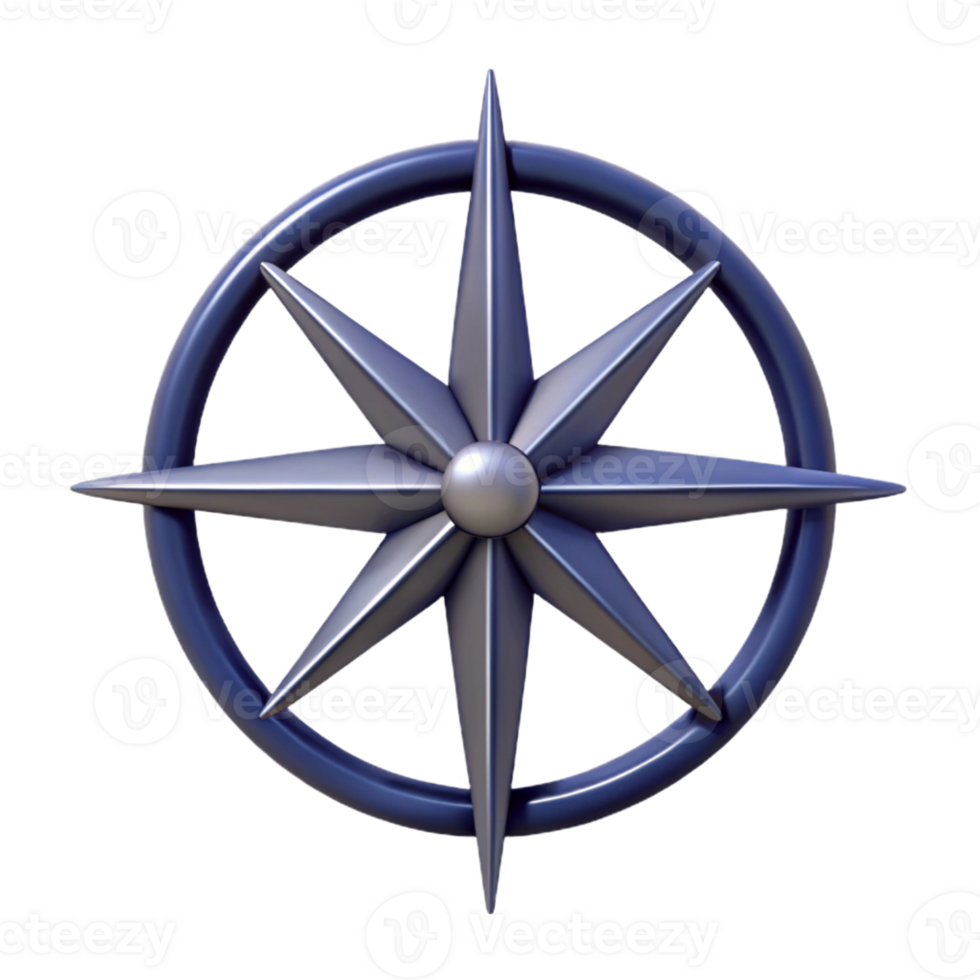 3D Star Compass Illustration png
