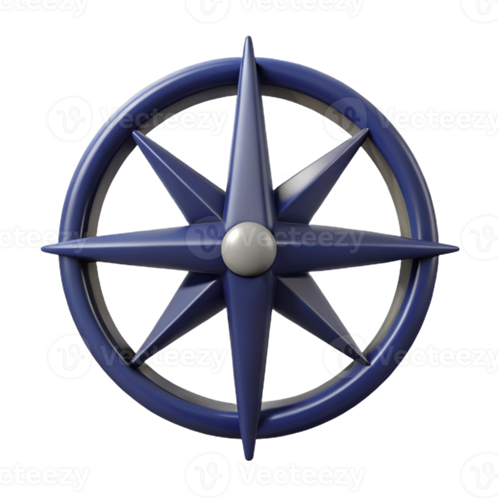 3D Compass Rose Illustration png