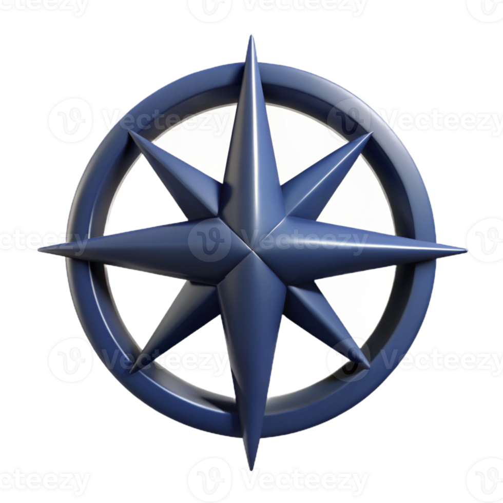 3D Render Star Compass Navigation Graphic png