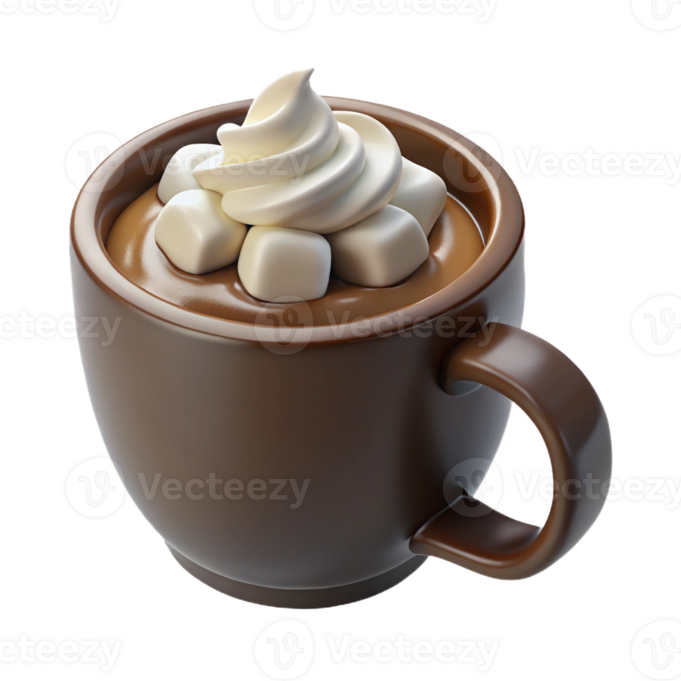 3D Illustration of Hot Chocolate with Marshmallows png