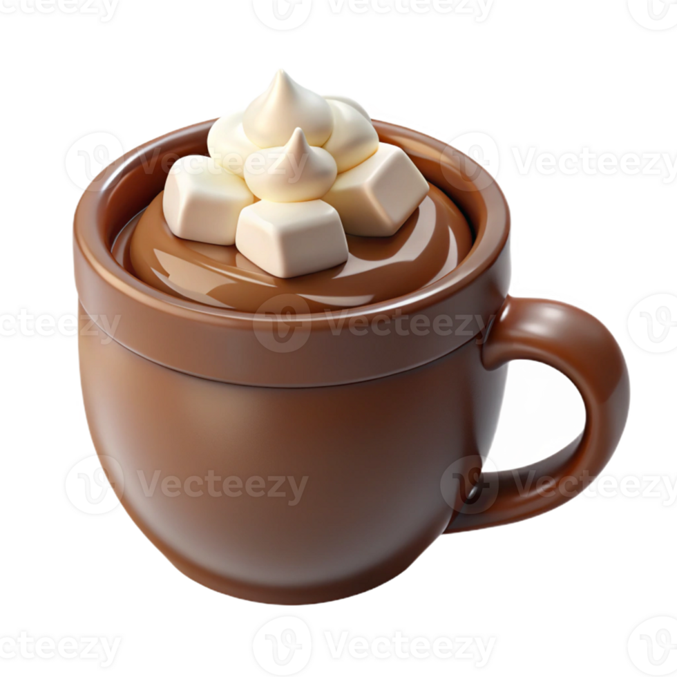 3D Render of Hot Chocolate with Marshmallows png