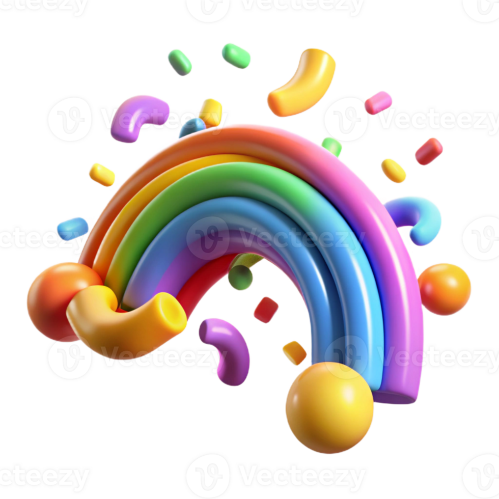 Rainbow 3D Render Colorful Candy png