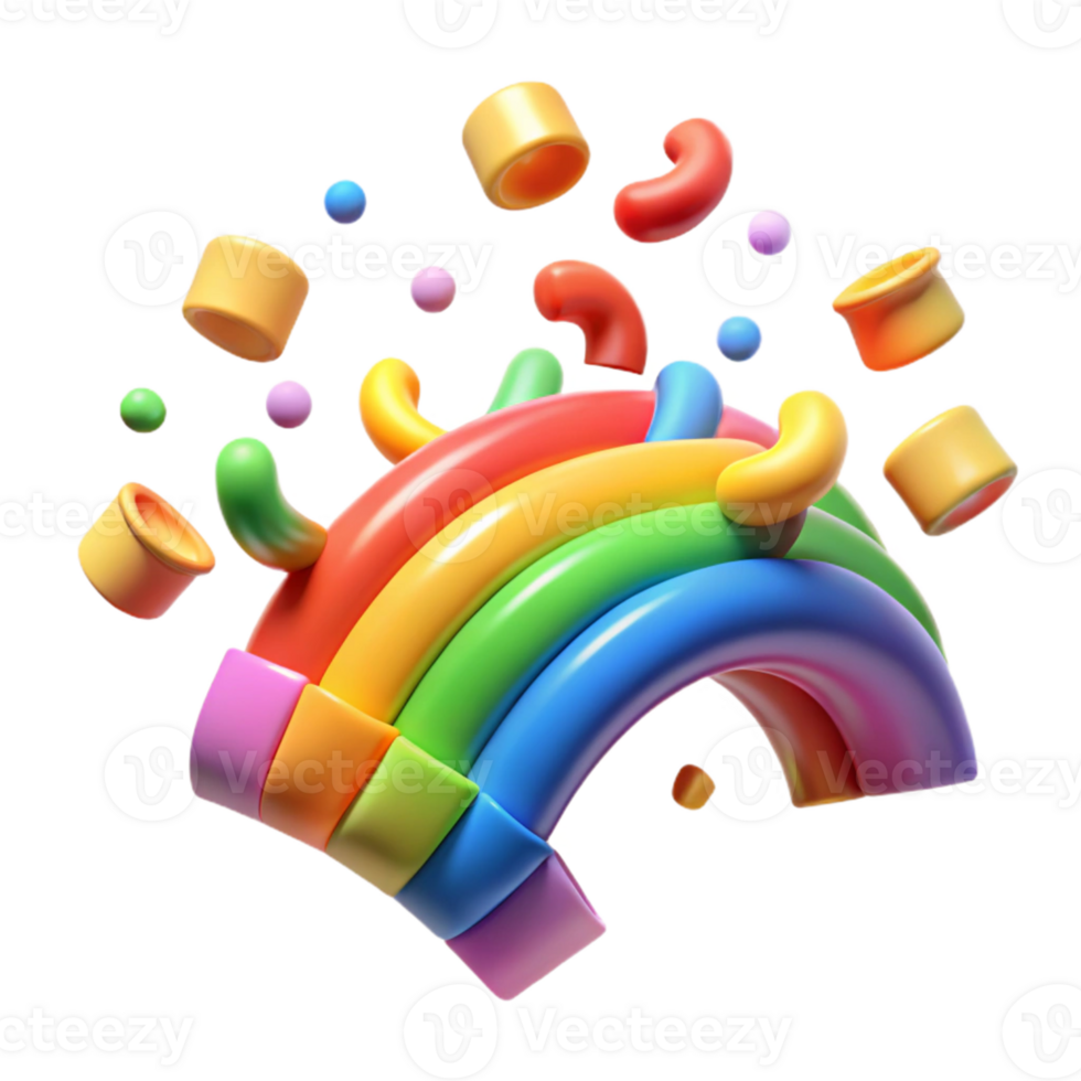 Rainbow 3D Render Colorful Abstract Background png
