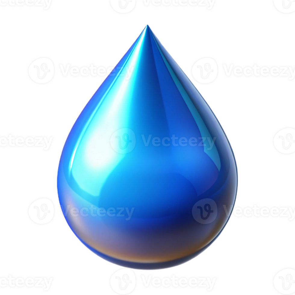3D Blue Glossy Water Drop Illustration png