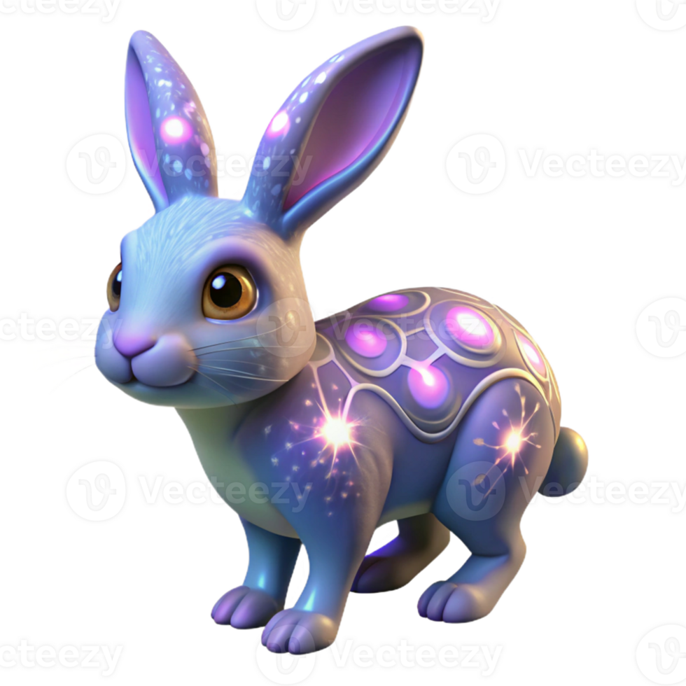Glowing Rabbit 3D Render png