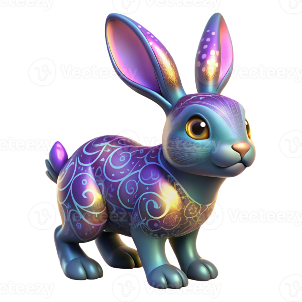 Ornate 3D Rabbit Illustration png
