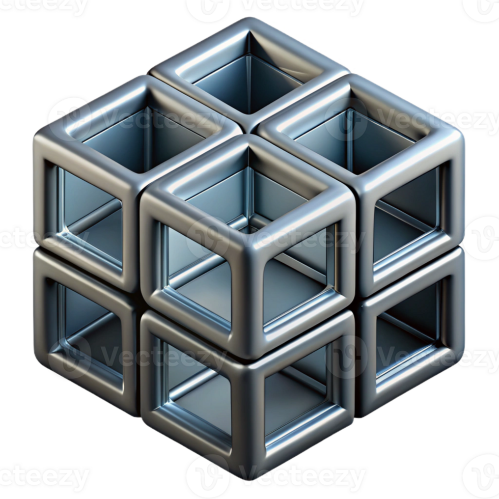 3D Render Interlocking Cubes Abstract Background png