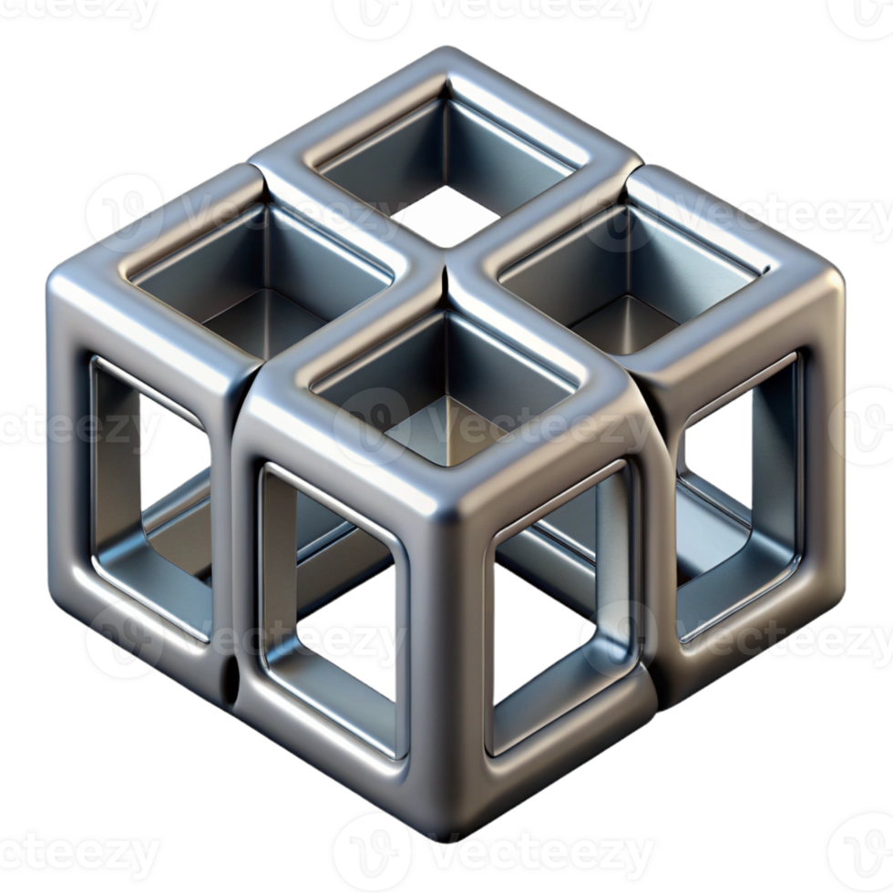 3D Render Interlocking Cubes Abstract png