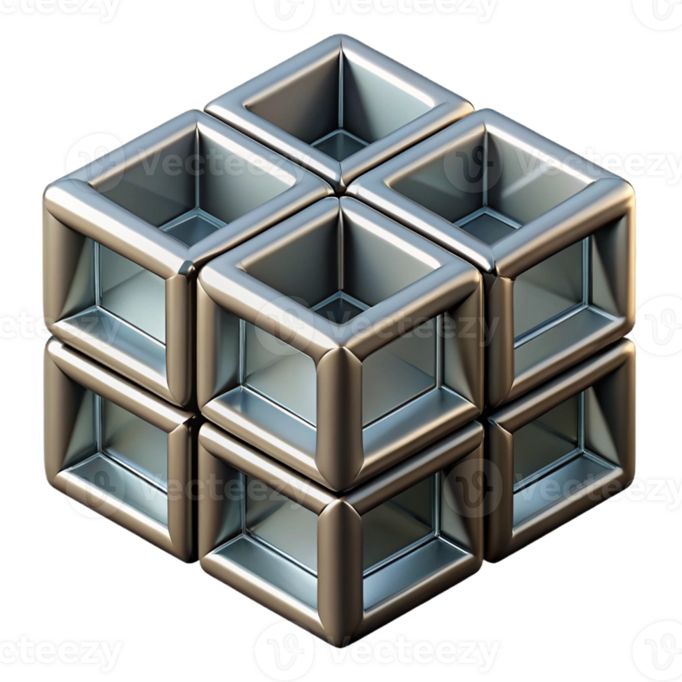 3D Render Interlocking Cubes Abstract Background png