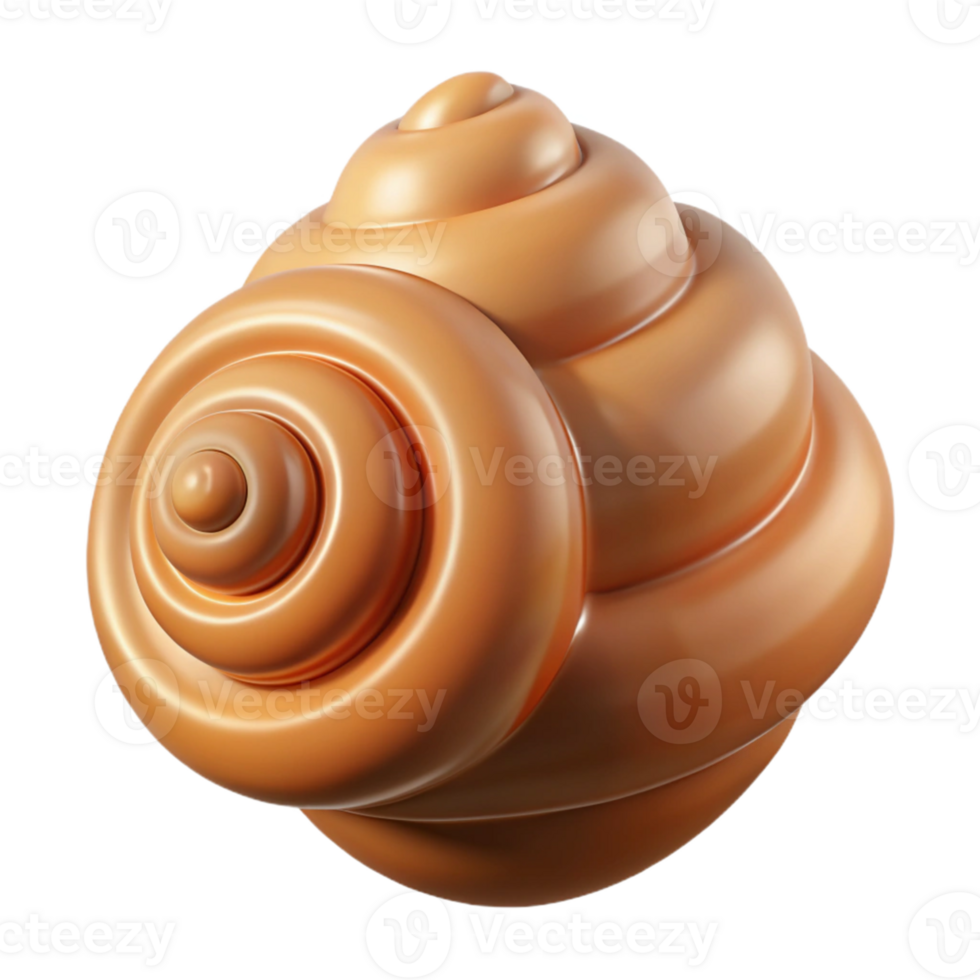 3D Render Orange Spiral Seashell png