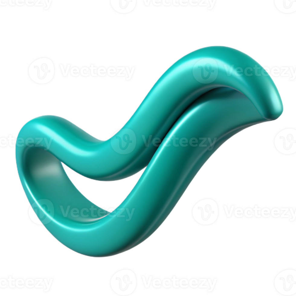 Teal 3D Abstract Wave Illustration png