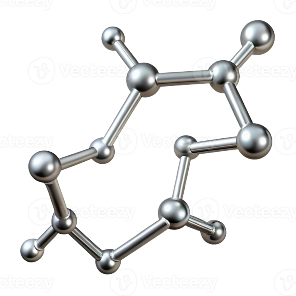 3D Metallic Molecular Structure Illustration png