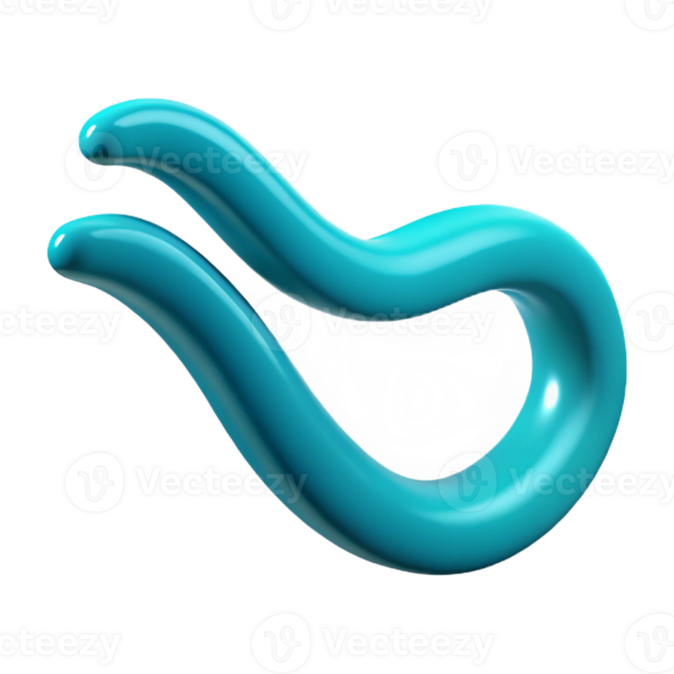 Teal 3D Abstract Wave Illustration png