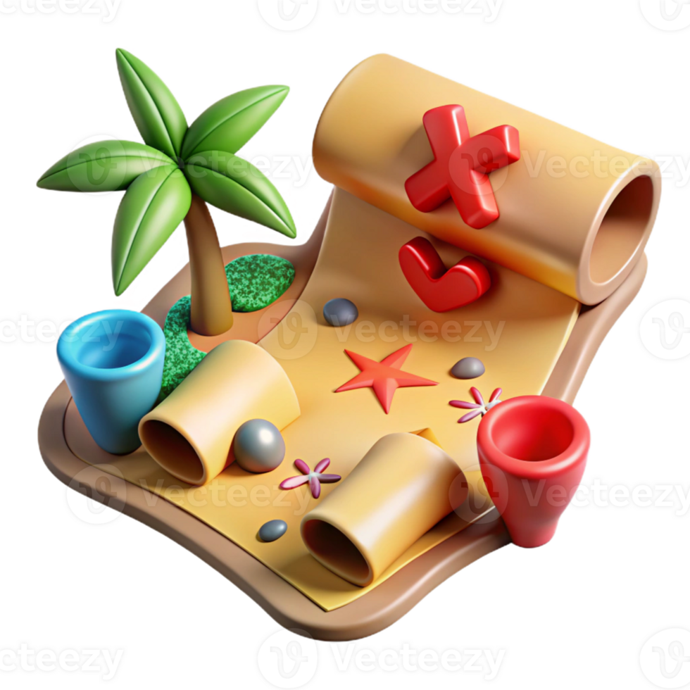 3D Illustration Tropical Island Checklist png