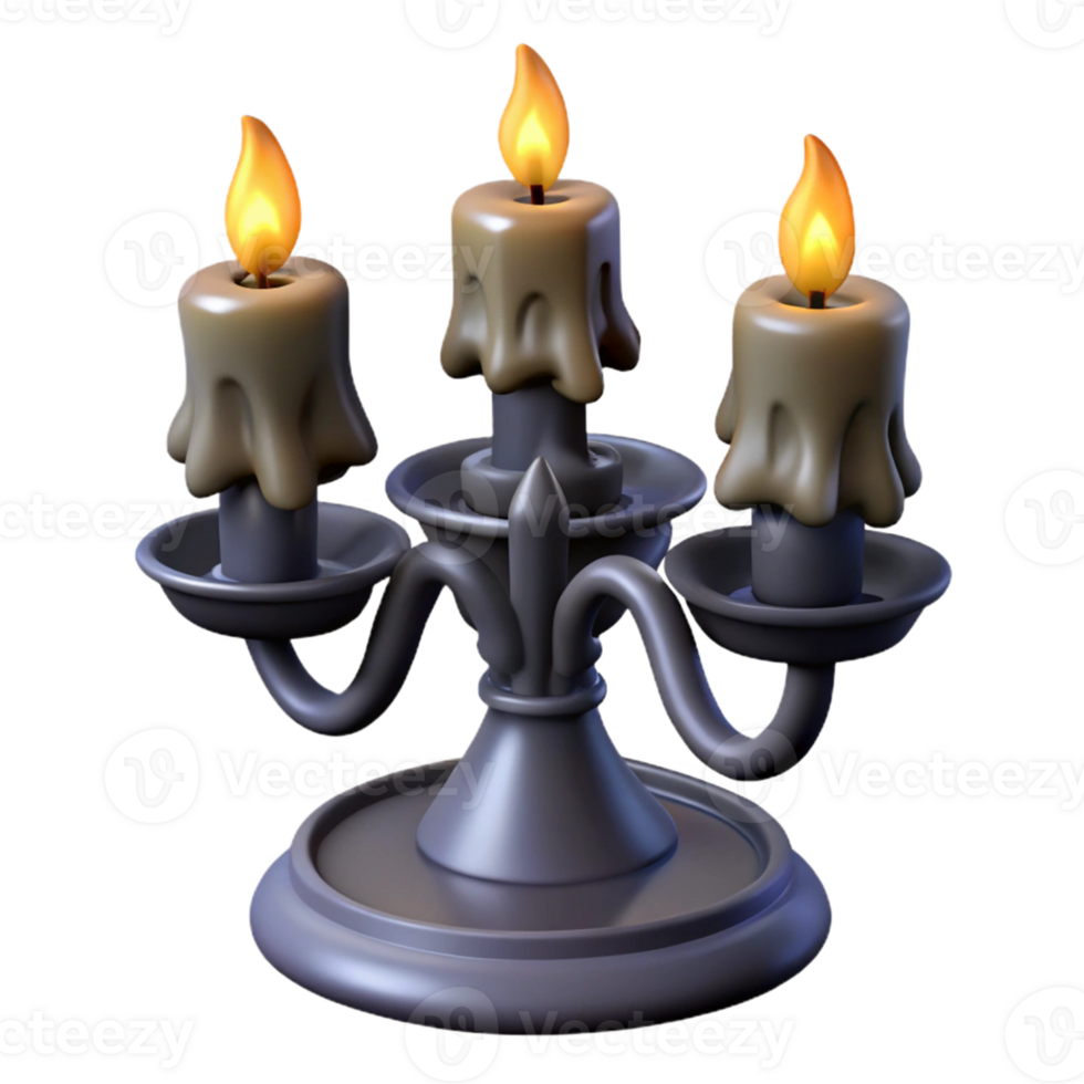 Three-Candle Candelabra 3D Render png
