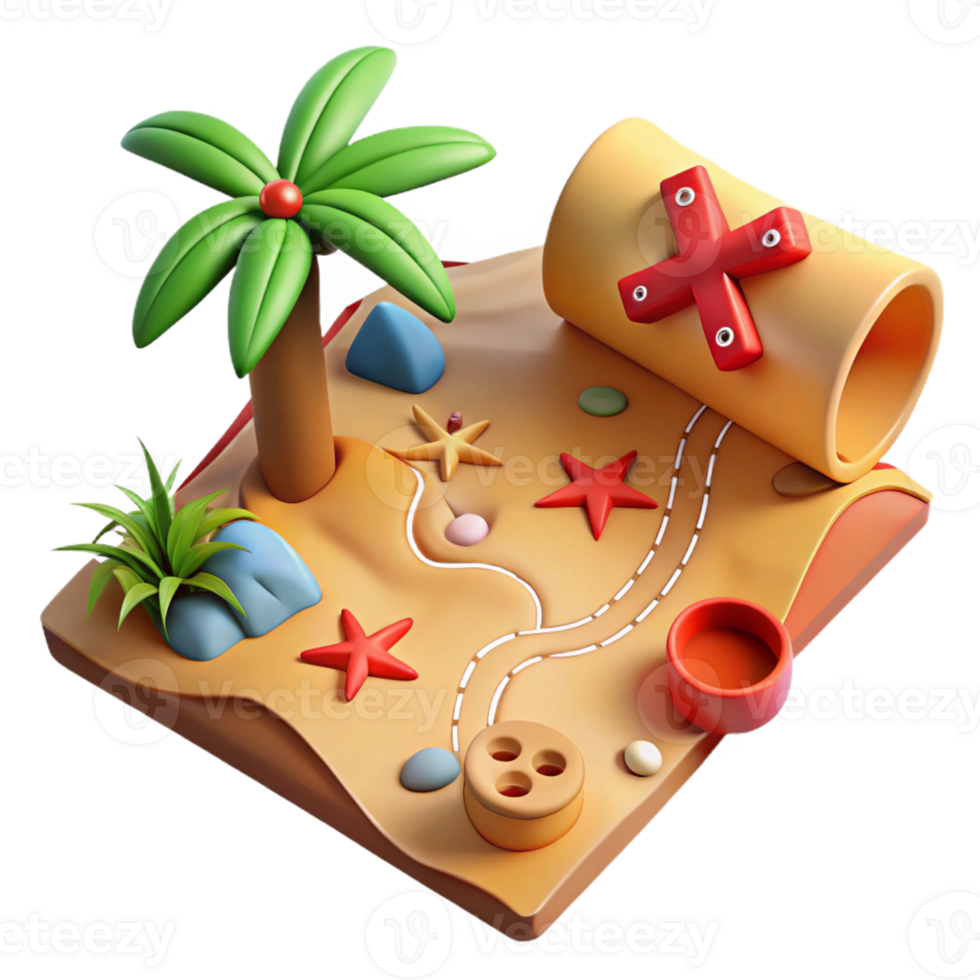 Tropical Island 3D Render Illustration png