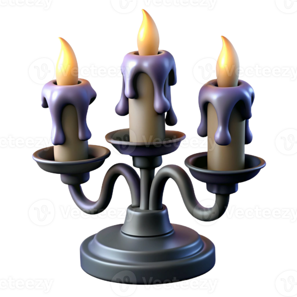Three-Candle Candelabra 3D Render png