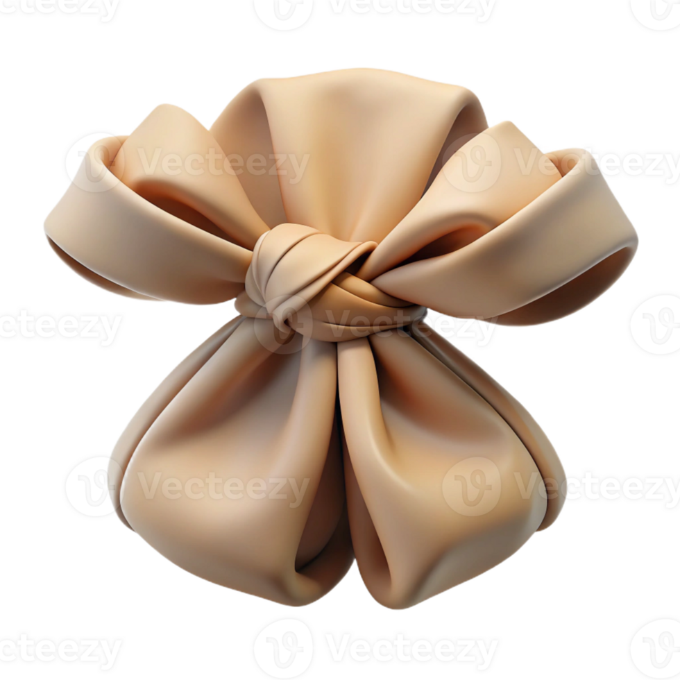 Beige Fabric Bow 3D Render png