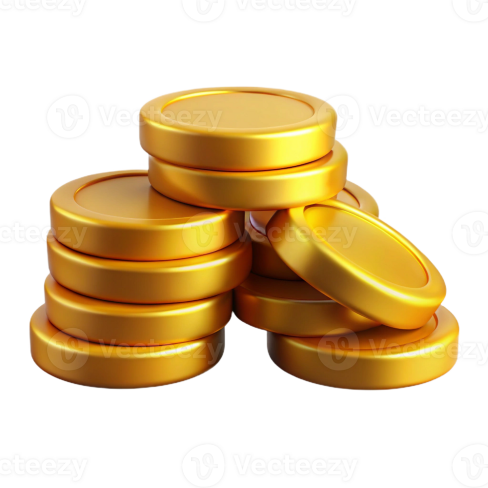 3D Render Golden Coins Stack Illustration png