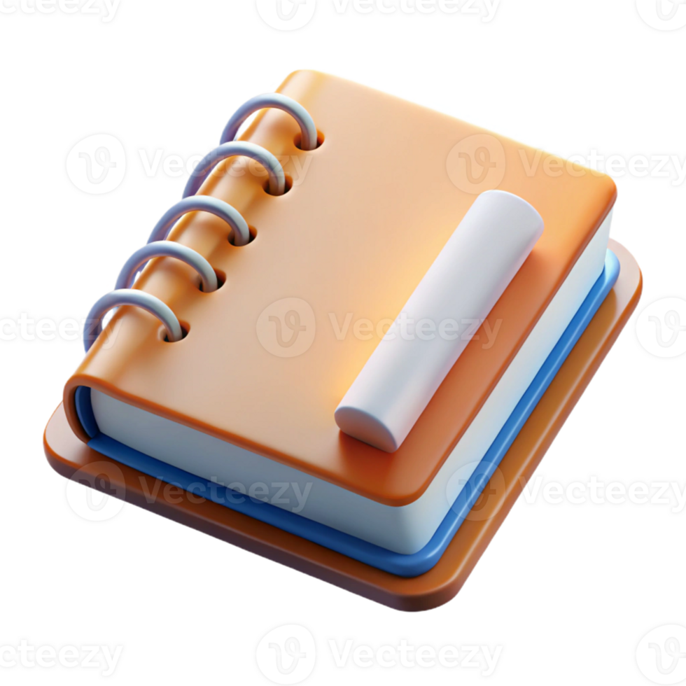 3D Render Spiral Notebook Icon png