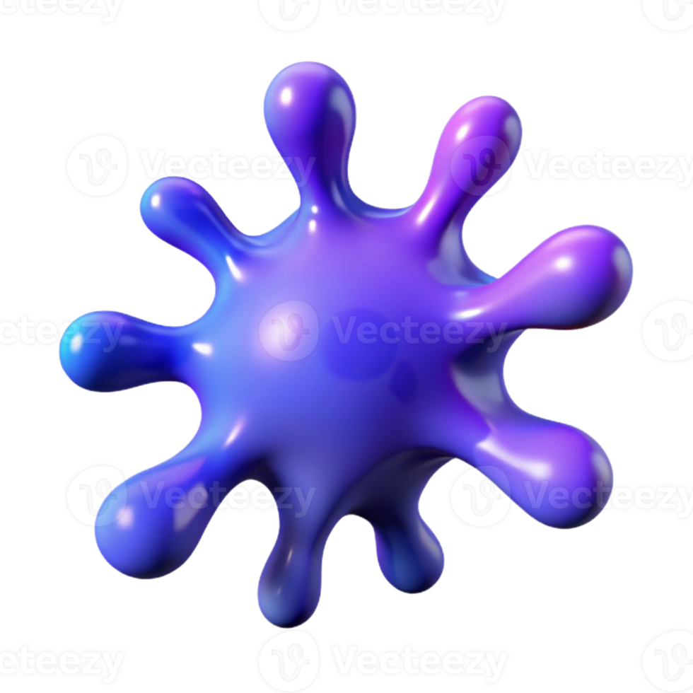 3D Render Abstract Blob, Purple Blue png