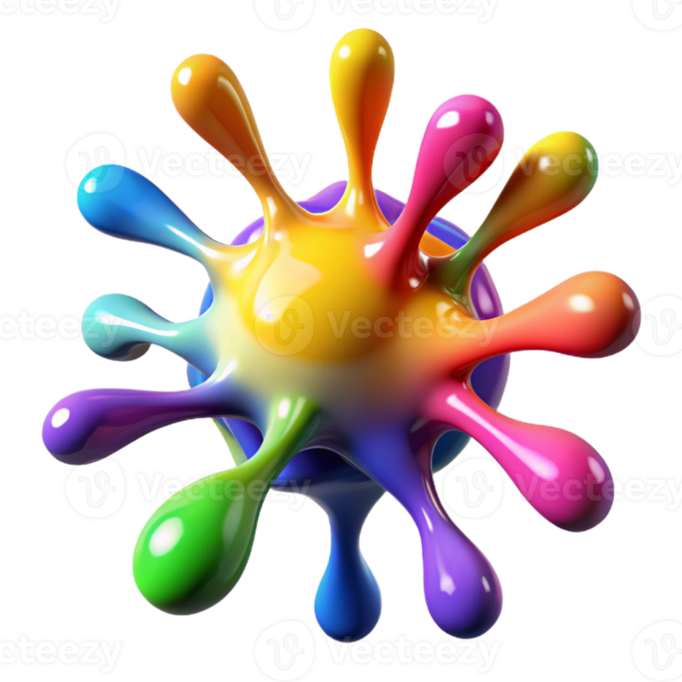 Rainbow 3D Paint Splatter Illustration png